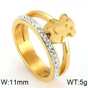 Stainless Steel Stone&Crystal Ring - KR42772-K