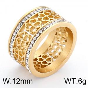 Stainless Steel Stone&Crystal Ring - KR42784-K