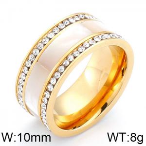 Stainless Steel Stone&Crystal Ring - KR43546-K