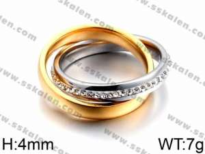 Stainless Steel Stone&Crystal Ring - KR44013-K