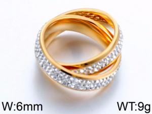 Stainless Steel Stone&Crystal Ring - KR44016-K