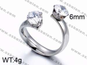 Stainless Steel Stone&Crystal Ring - KR44032-K