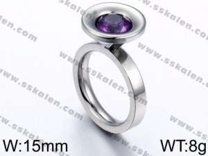 Stainless Steel Stone&Crystal Ring - KR44046-K