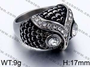 Stainless Steel Stone&Crystal Ring - KR44054-K