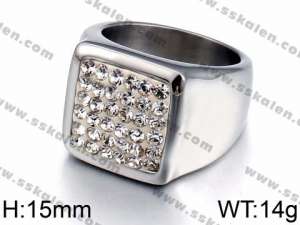 Stainless Steel Stone&Crystal Ring - KR44076-K