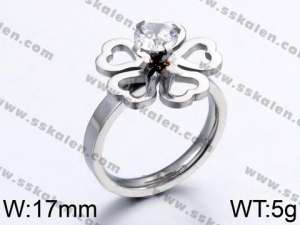 Stainless Steel Stone&Crystal Ring - KR44078-K