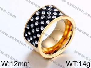 Stainless Steel Stone&Crystal Ring - KR44095-K