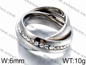 Stainless Steel Stone&Crystal Ring - KR44102-K