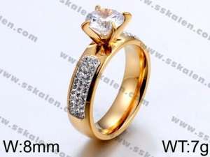 Stainless Steel Stone&Crystal Ring - KR44112-K