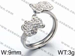 Stainless Steel Stone&Crystal Ring - KR44116-K