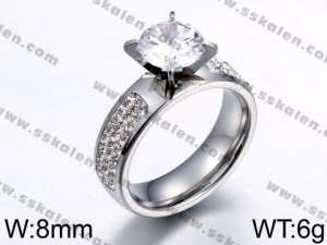 Stainless Steel Stone&Crystal Ring - KR44130-K