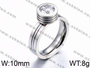 Stainless Steel Stone&Crystal Ring - KR44149-K