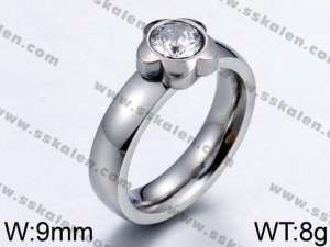 Stainless Steel Stone&Crystal Ring - KR44182-K