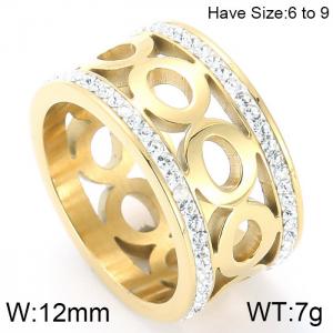 Stainless Steel Stone&Crystal Ring - KR44327-K