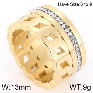 Stainless Steel Stone&Crystal Ring - KR44361-K