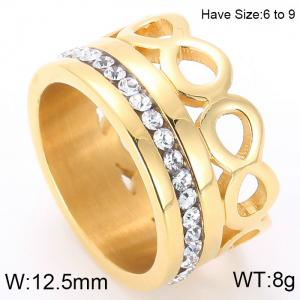 Stainless Steel Stone&Crystal Ring - KR44363-K