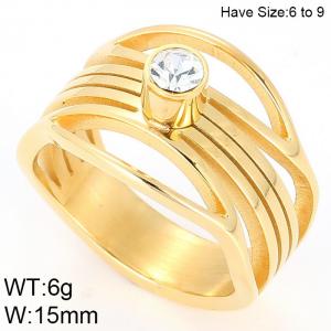 Stainless Steel Stone&Crystal Ring - KR44395-K