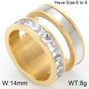 Stainless Steel Stone&Crystal Ring - KR44433-K