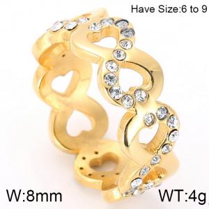 Stainless Steel Stone&Crystal Ring - KR44438-K