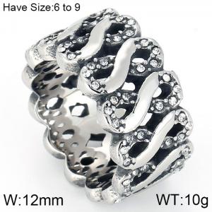 Stainless Steel Stone&Crystal Ring - KR44462-K