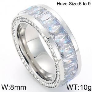 Stainless Steel Stone&Crystal Ring - KR44679-K