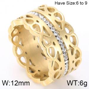 Stainless Steel Stone&Crystal Ring - KR44680-K