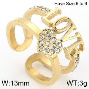 Stainless Steel Stone&Crystal Ring - KR44683-K