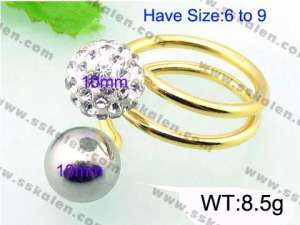 Stainless Steel Stone&Crystal Ring - KR45073-Z