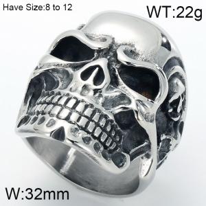 Stainless Skull Ring - KR45326-LU