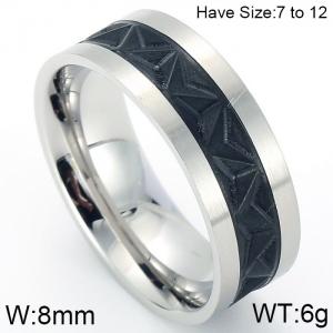 Stainless Steel Black-plating Ring - KR46065-K