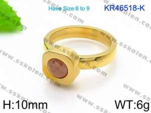 Stainless Steel Stone&Crystal Ring - KR46518-K