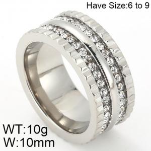 Stainless Steel Stone&Crystal Ring - KR46549-K