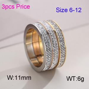 Stainless Steel Stone&Crystal Ring - KR46553-K