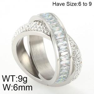 Stainless Steel Stone&Crystal Ring - KR47316-K