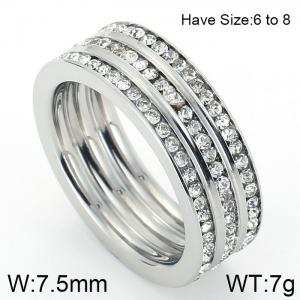 Stainless Steel Stone&Crystal Ring - KR47876-K
