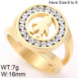 Stainless Steel Stone&Crystal Ring - KR47893-K