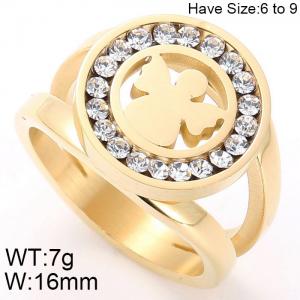 Stainless Steel Stone&Crystal Ring - KR47894-K