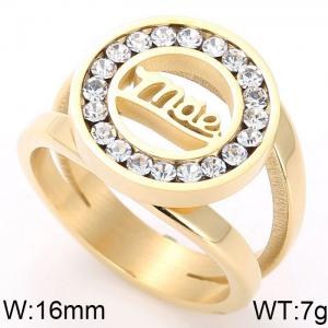 Stainless Steel Stone&Crystal Ring（ Mother's Day） - KR47895-K