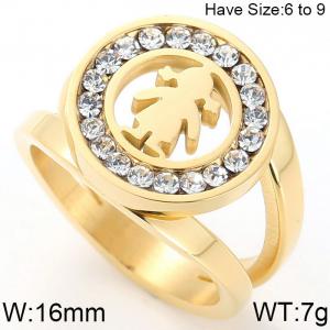 Stainless Steel Stone&Crystal Ring - KR47896-K