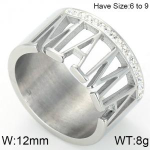 Stainless Steel Stone&Crystal Ring（ Mother's Day） - KR47912-K