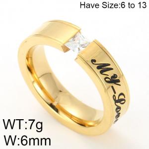 Stainless Steel Stone&Crystal Ring - KR47936-K