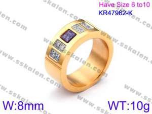 Stainless Steel Stone&Crystal Ring - KR47962-K