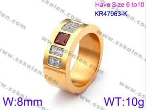 Stainless Steel Stone&Crystal Ring - KR47963-K