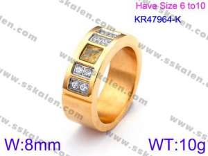 Stainless Steel Stone&Crystal Ring - KR47964-K