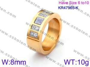 Stainless Steel Stone&Crystal Ring - KR47965-K