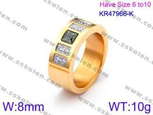 Stainless Steel Stone&Crystal Ring - KR47966-K