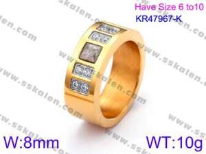 Stainless Steel Stone&Crystal Ring - KR47967-K