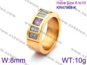 Stainless Steel Stone&Crystal Ring - KR47968-K