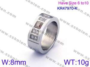 Stainless Steel Stone&Crystal Ring - KR47970-K