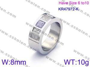 Stainless Steel Stone&Crystal Ring - KR47972-K